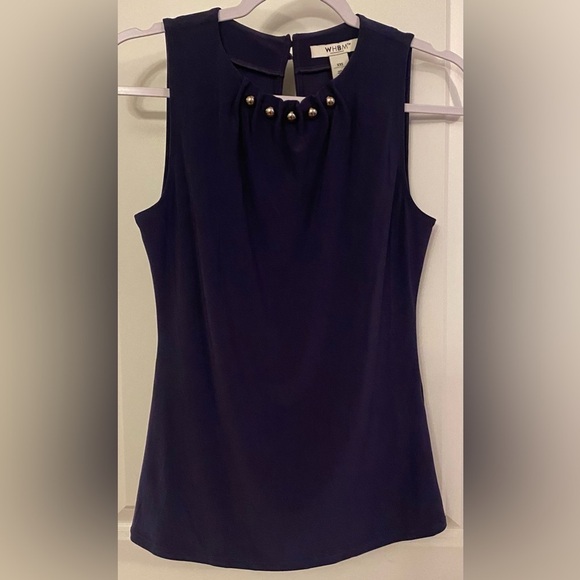 White House Black Market Tops - White House Black Market Tank Sz XXS Blue W/Silver Beaded Accents On Neck
